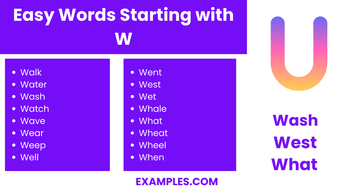 easy words starting with w