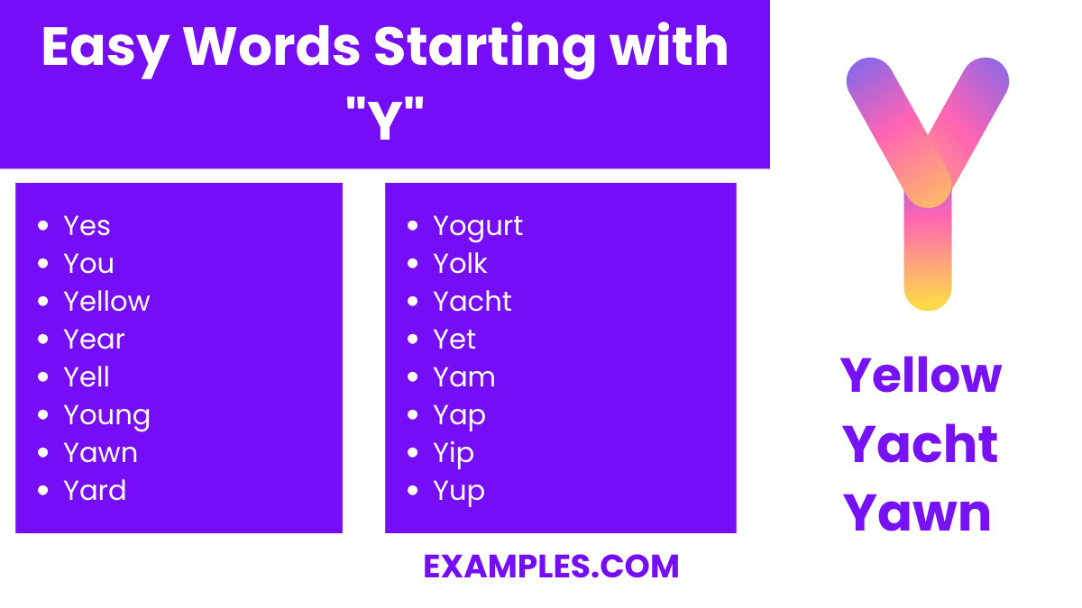easy words starting with y