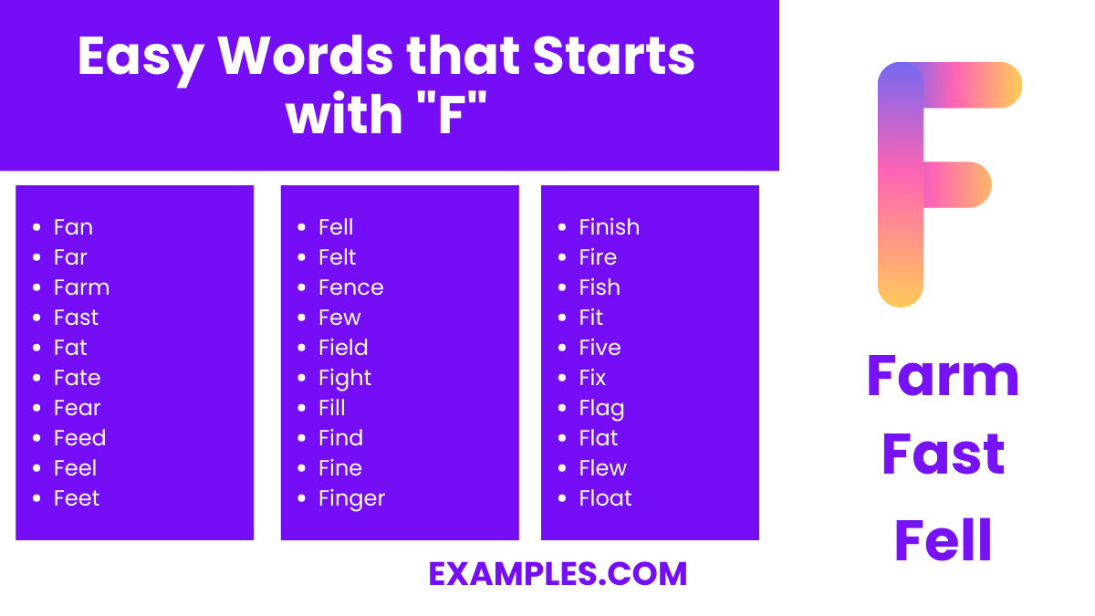 easy words that starts with f