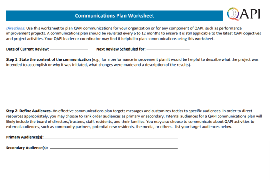 effective communication plan worksheet