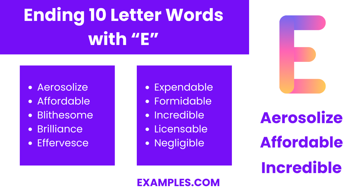 ending 10 letters words with e