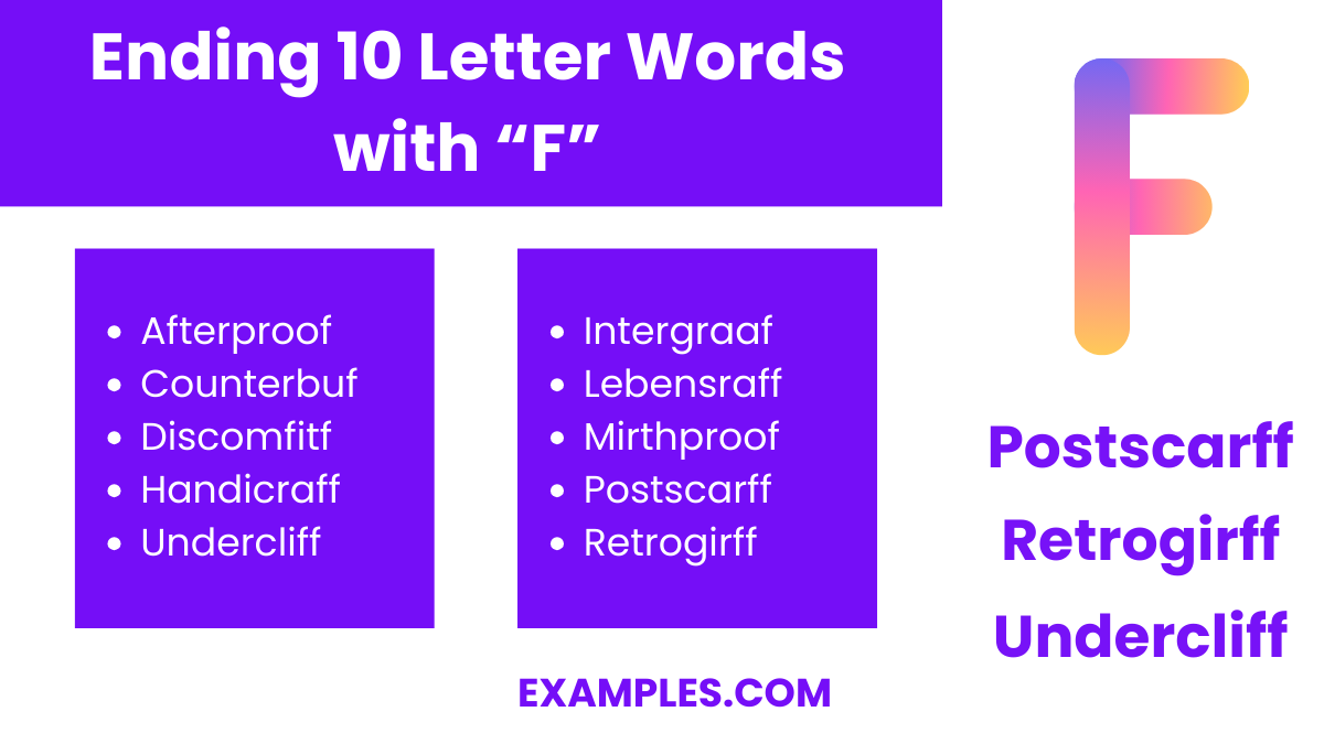 ending 10 letters words with f