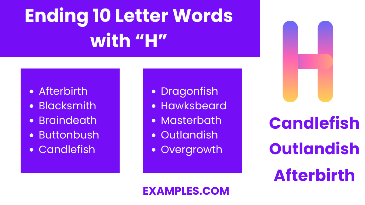 ending 10 letters words with h