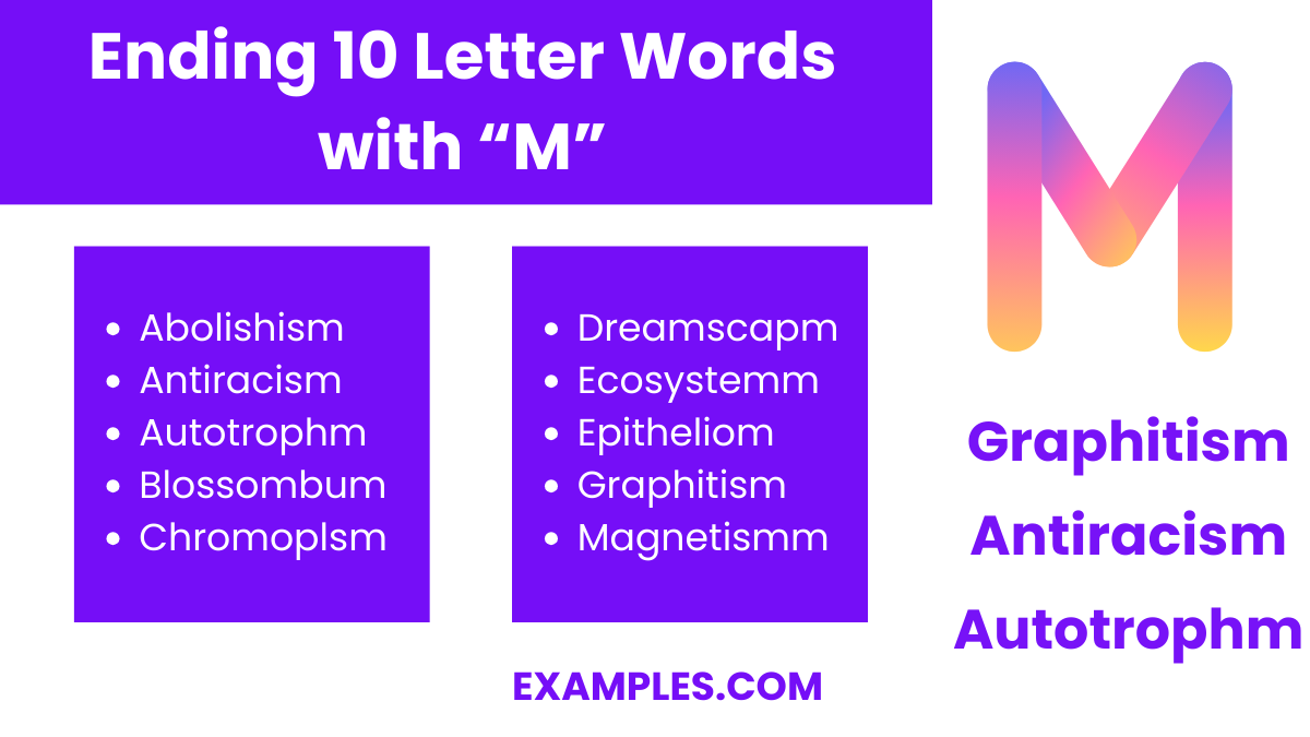 ending 10 letters words with m
