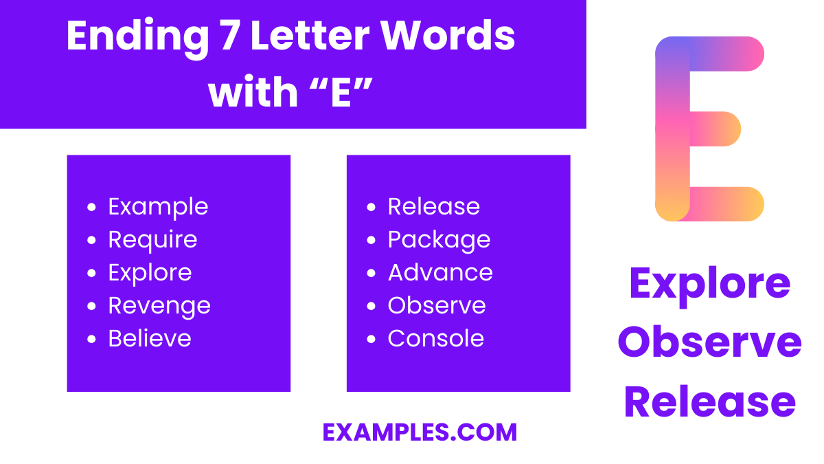 ending 7 letters words with e