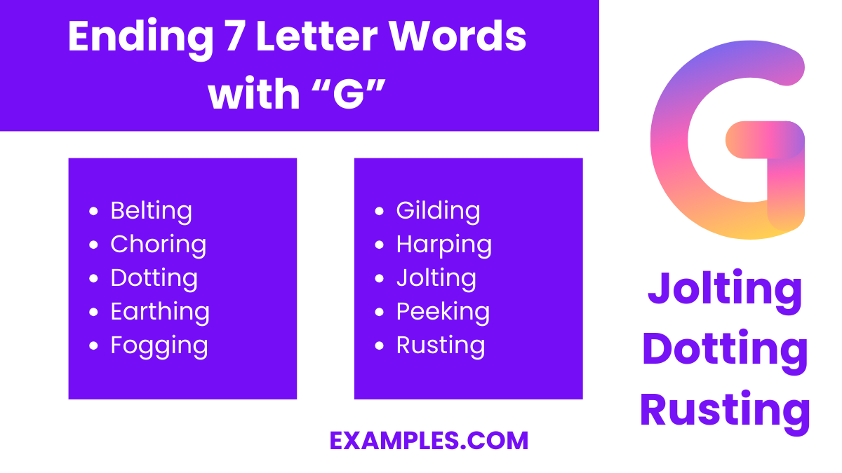 ending 7 letters words with g