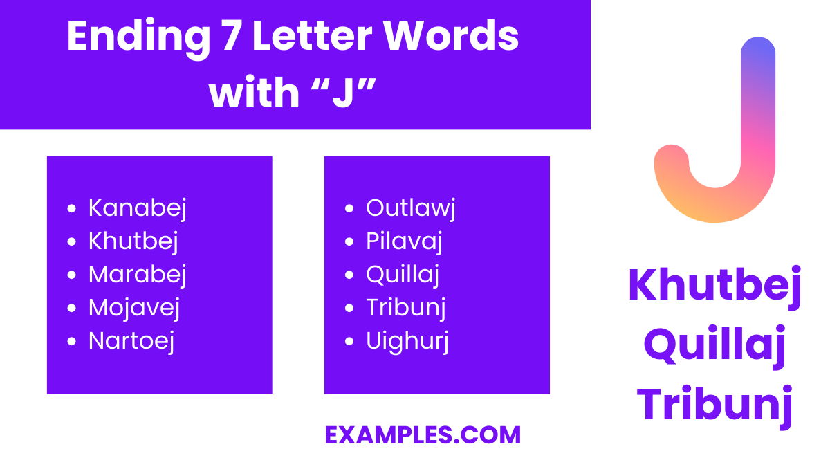 ending 7 letters words with j
