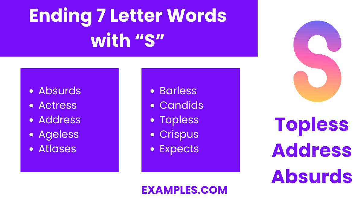 ending 7 letters words with s