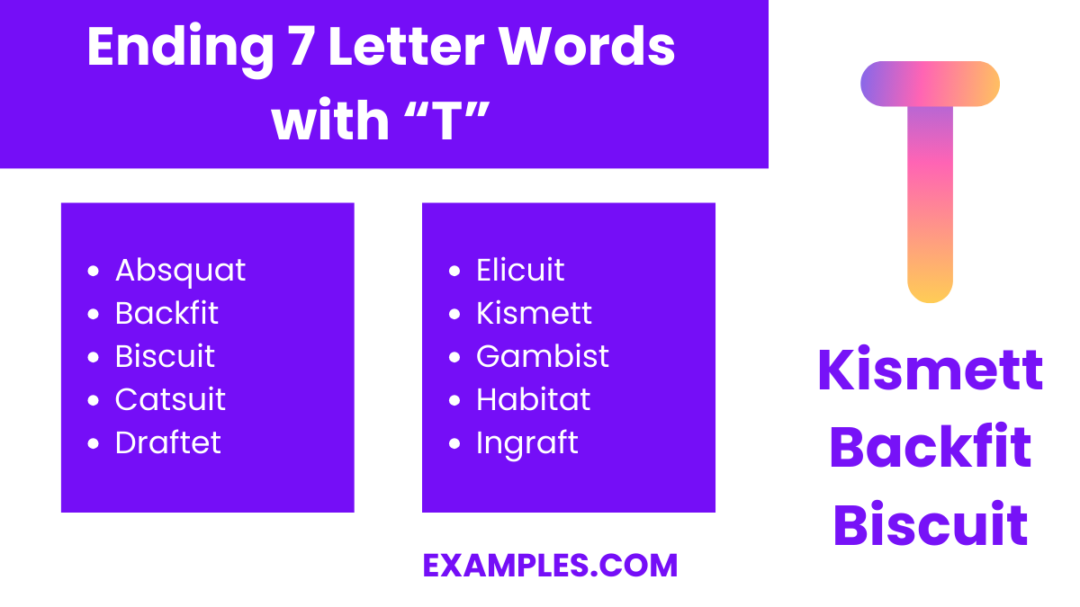 ending 7 letters words with t