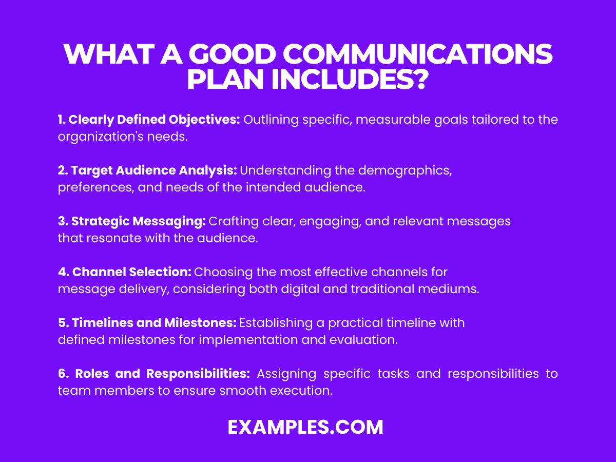 good communications plan includes 2