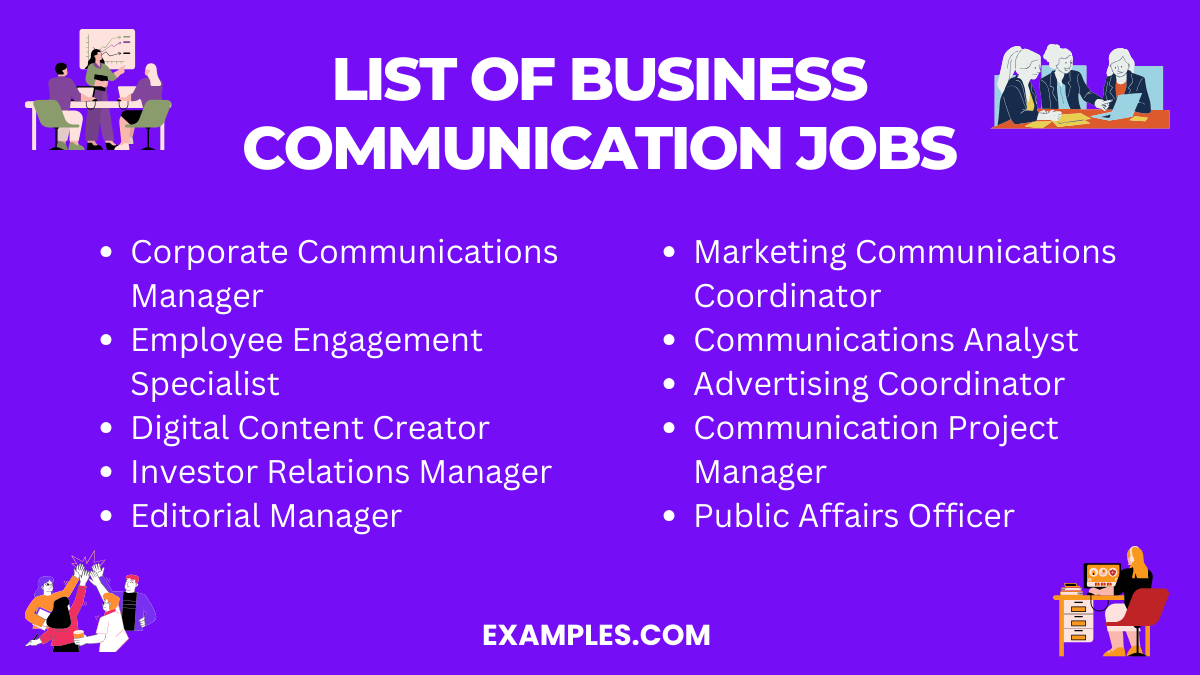 list of business communication jobs