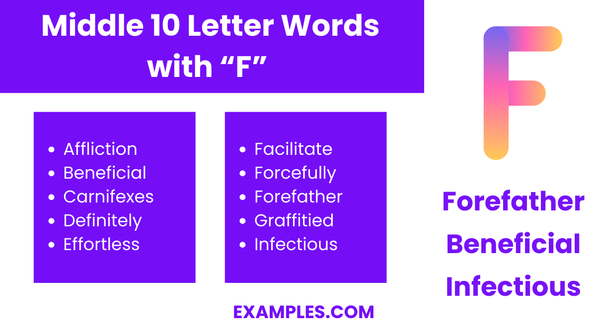 middle 10 letter words with f