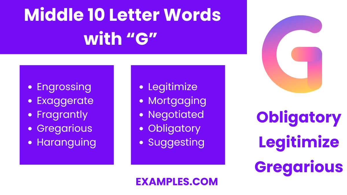 middle 10 letter words with g
