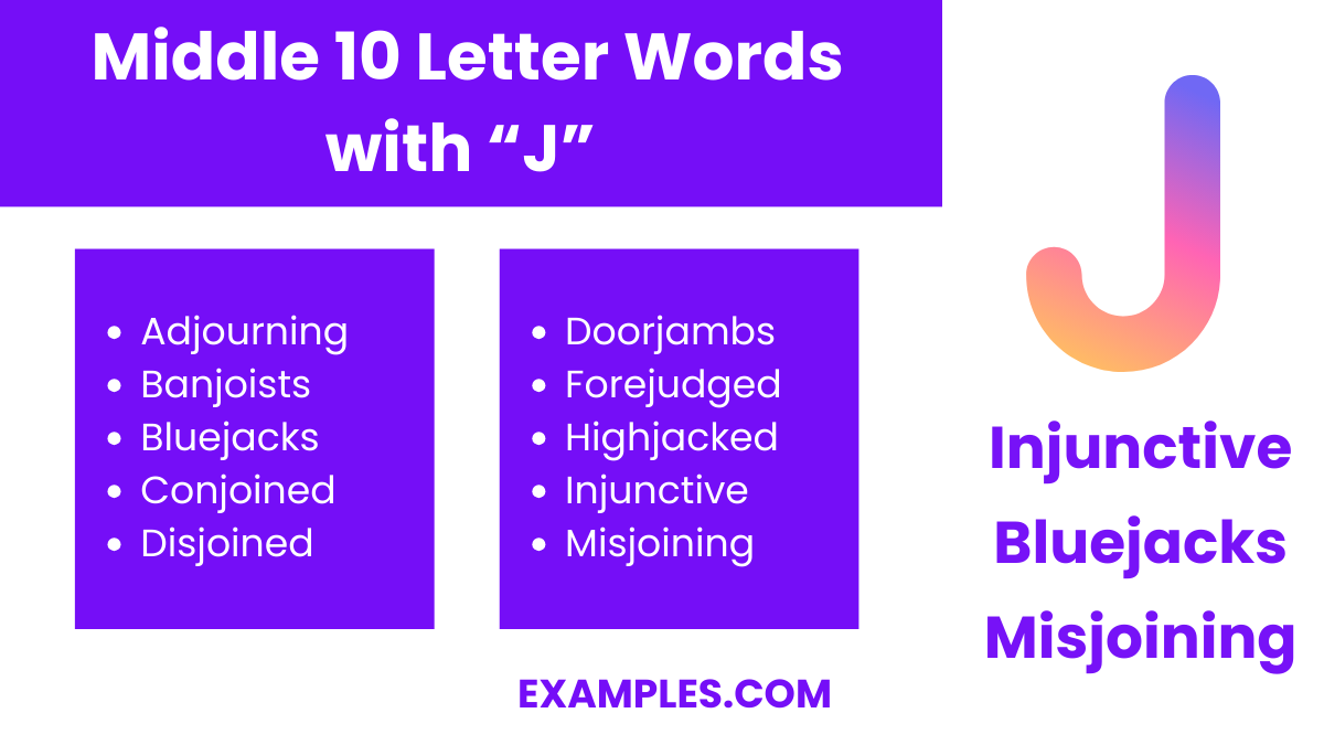 middle 10 letter words with j