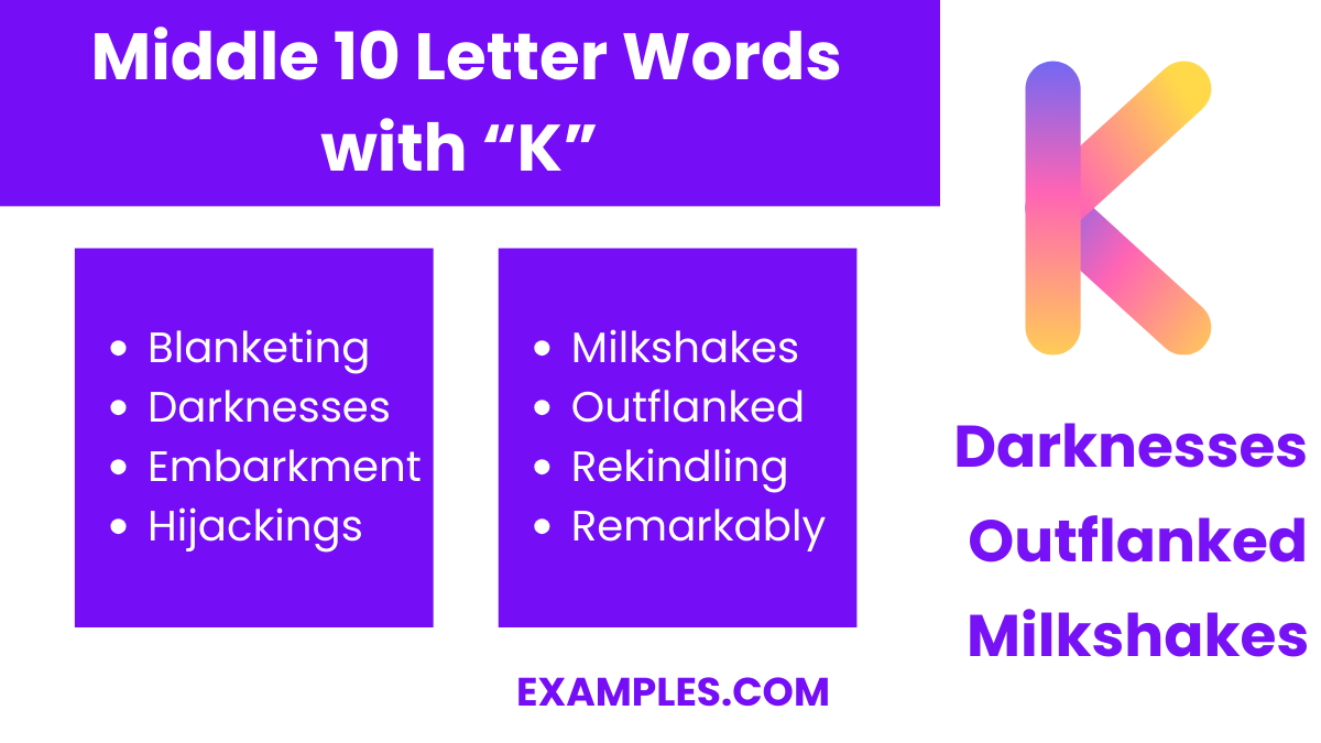 middle 10 letter words with k
