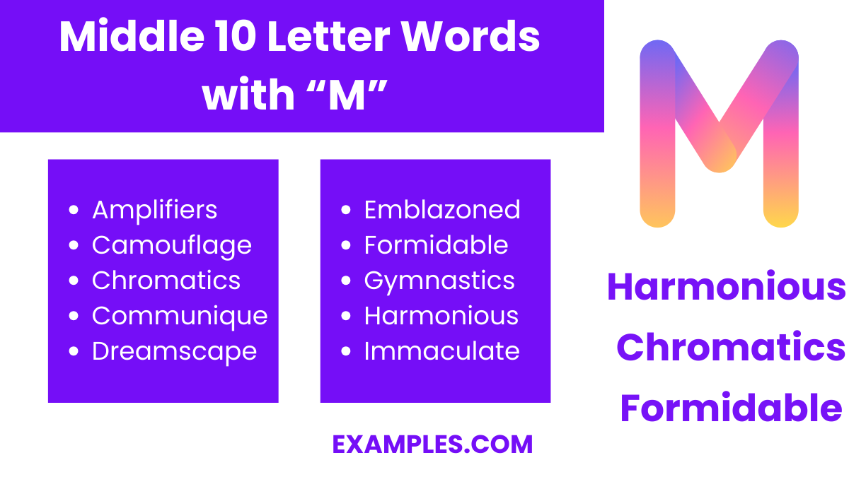middle 10 letter words with m