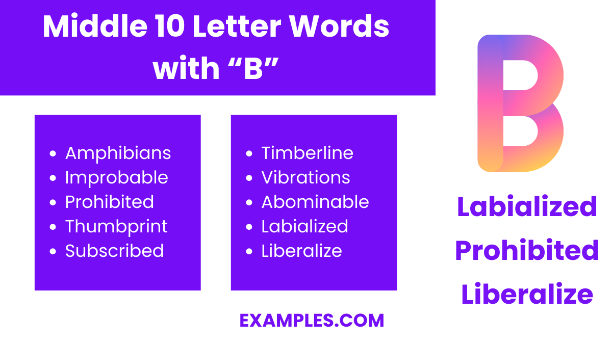 middle 10 letters words with b
