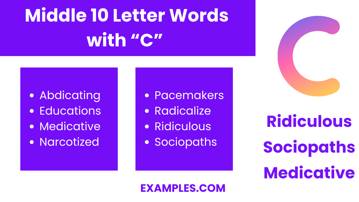 middle 10 letters words with c