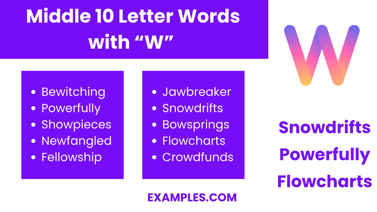 middle 10 letters words with w