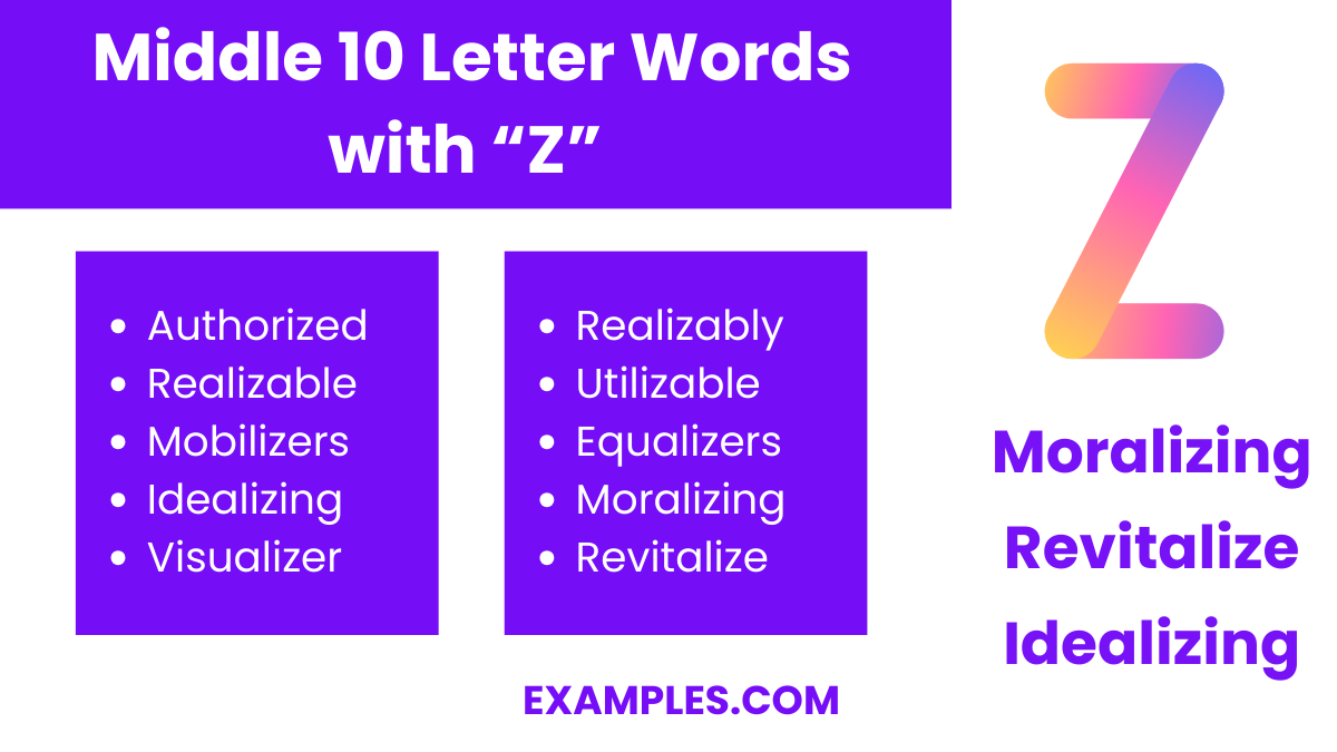 middle 10 letters words with z
