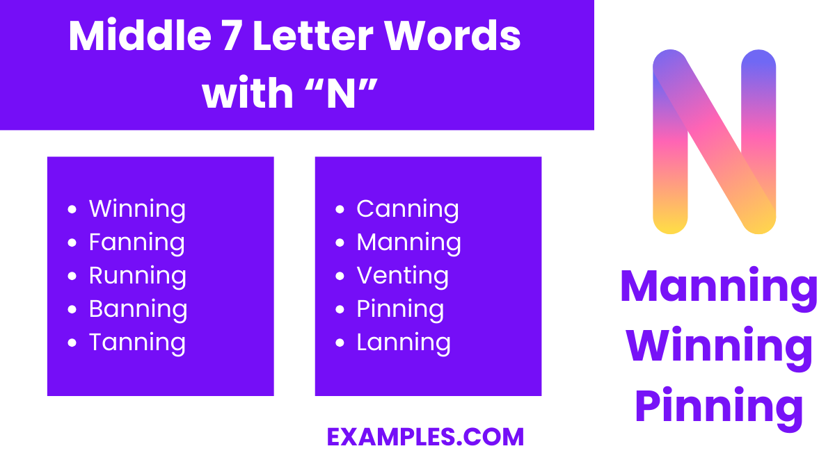 middle 7 letter words with n