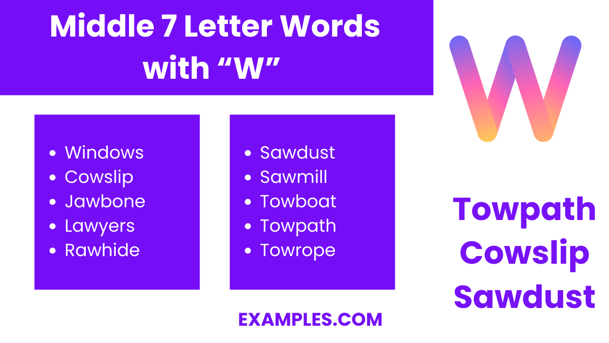 middle 7 letter words with w