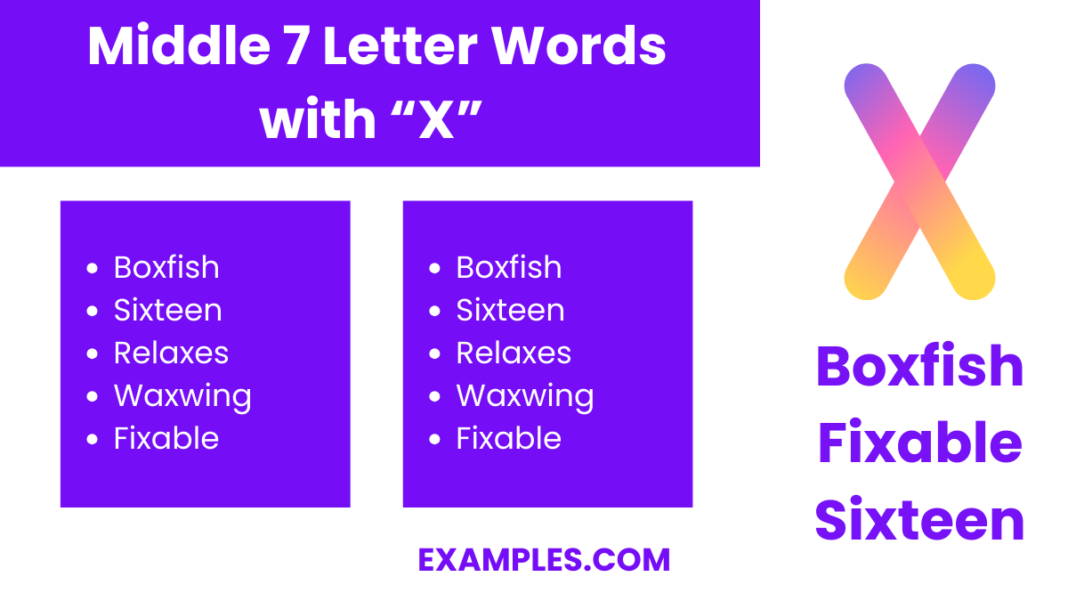 middle 7 letter words with x