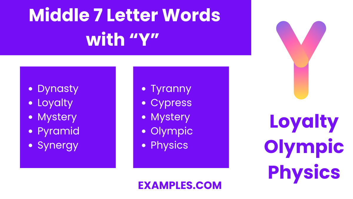 middle 7 letter words with y