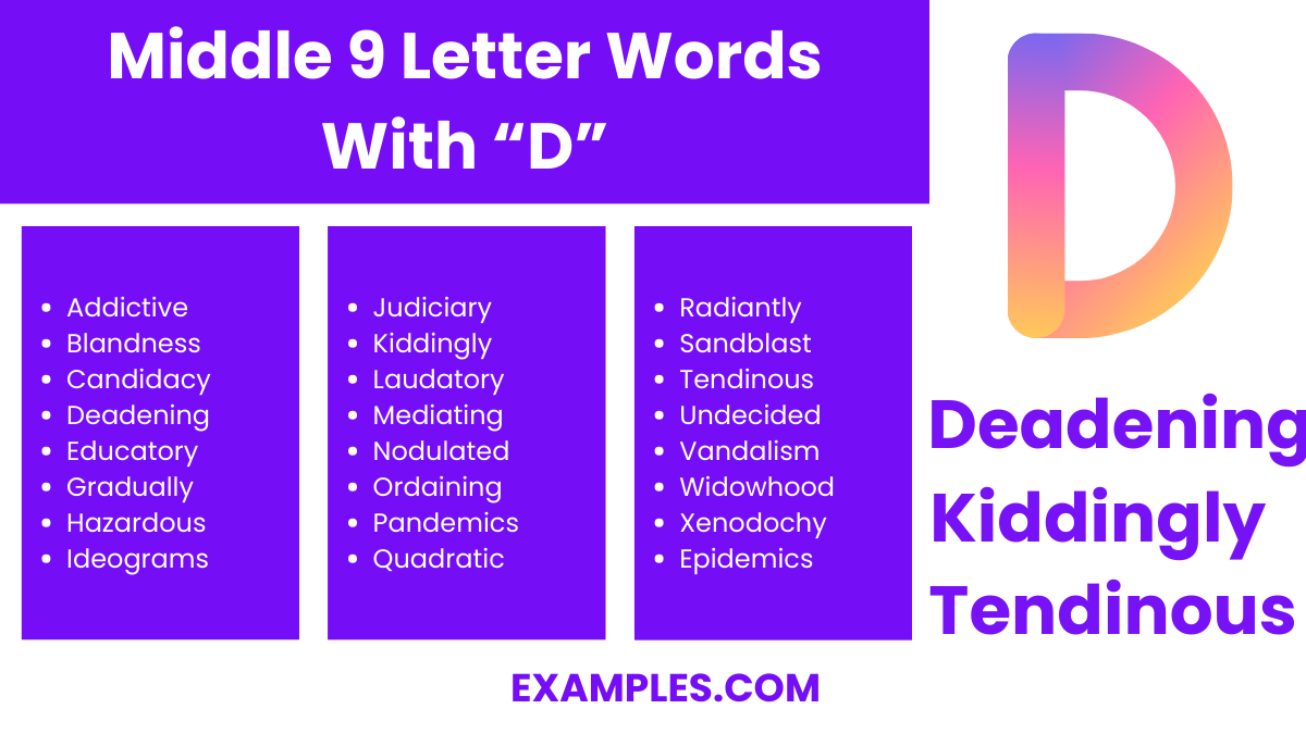 middle 9 letter words with d