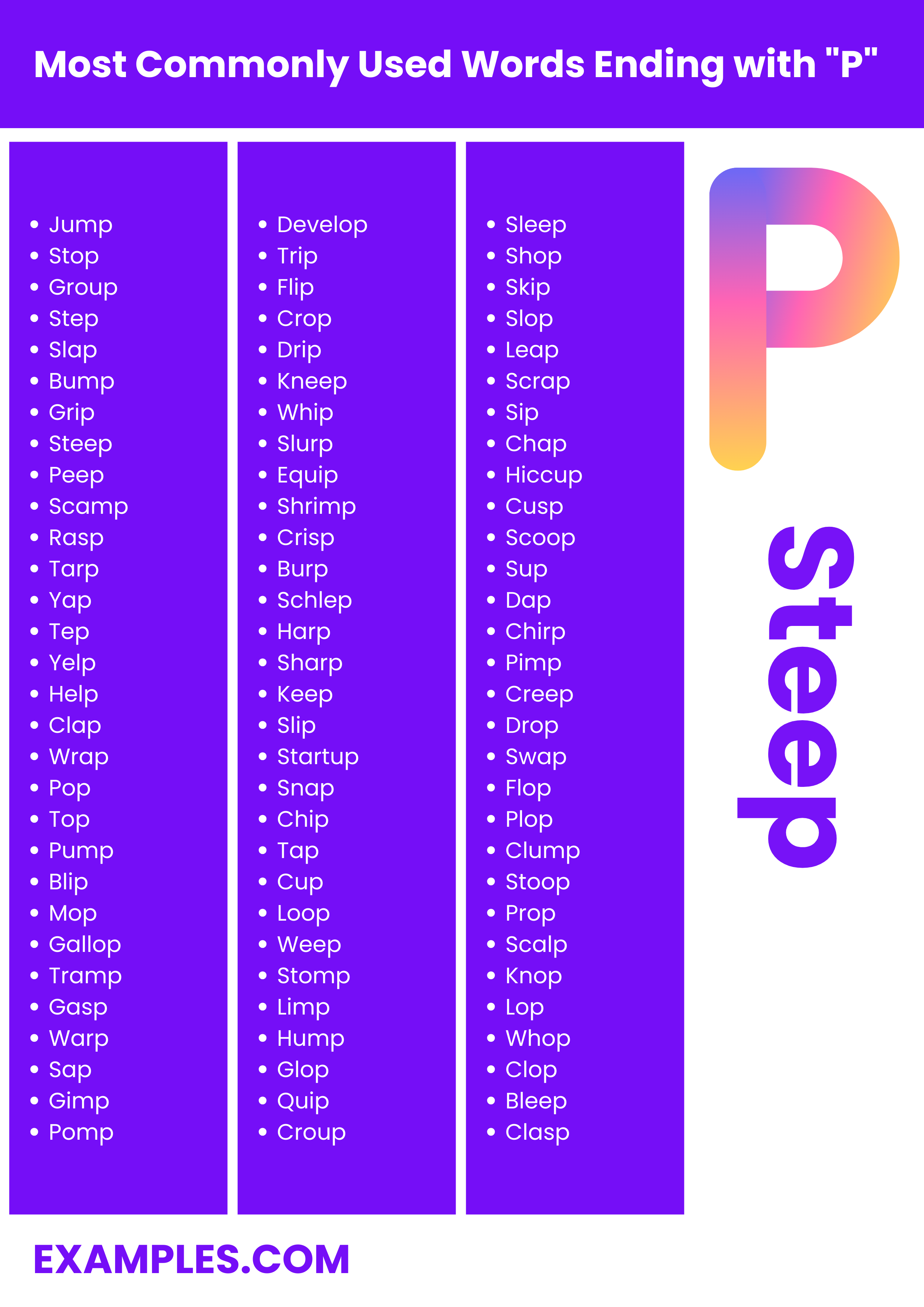 most commonly used word ending with p