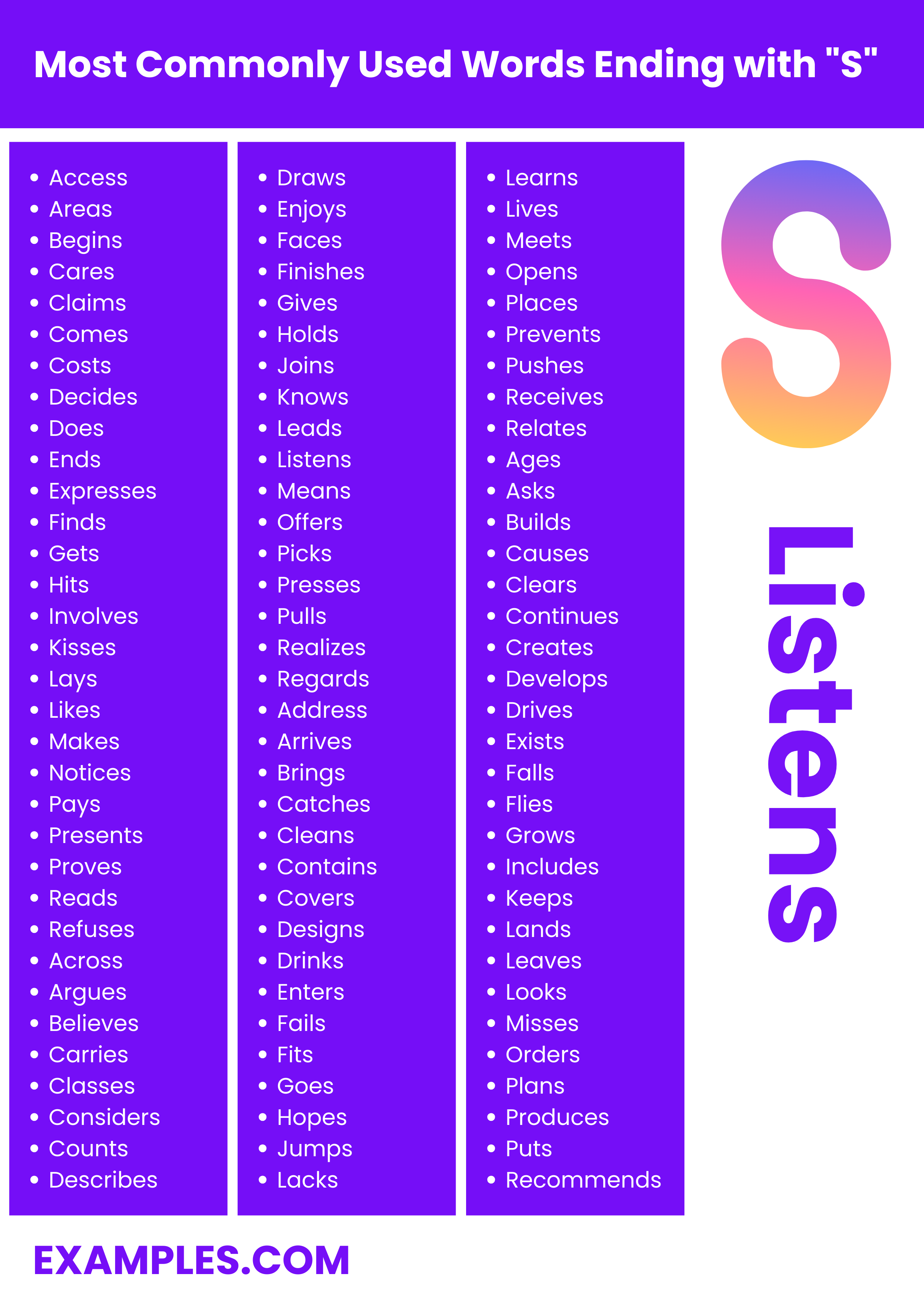most commonly used word ending with s