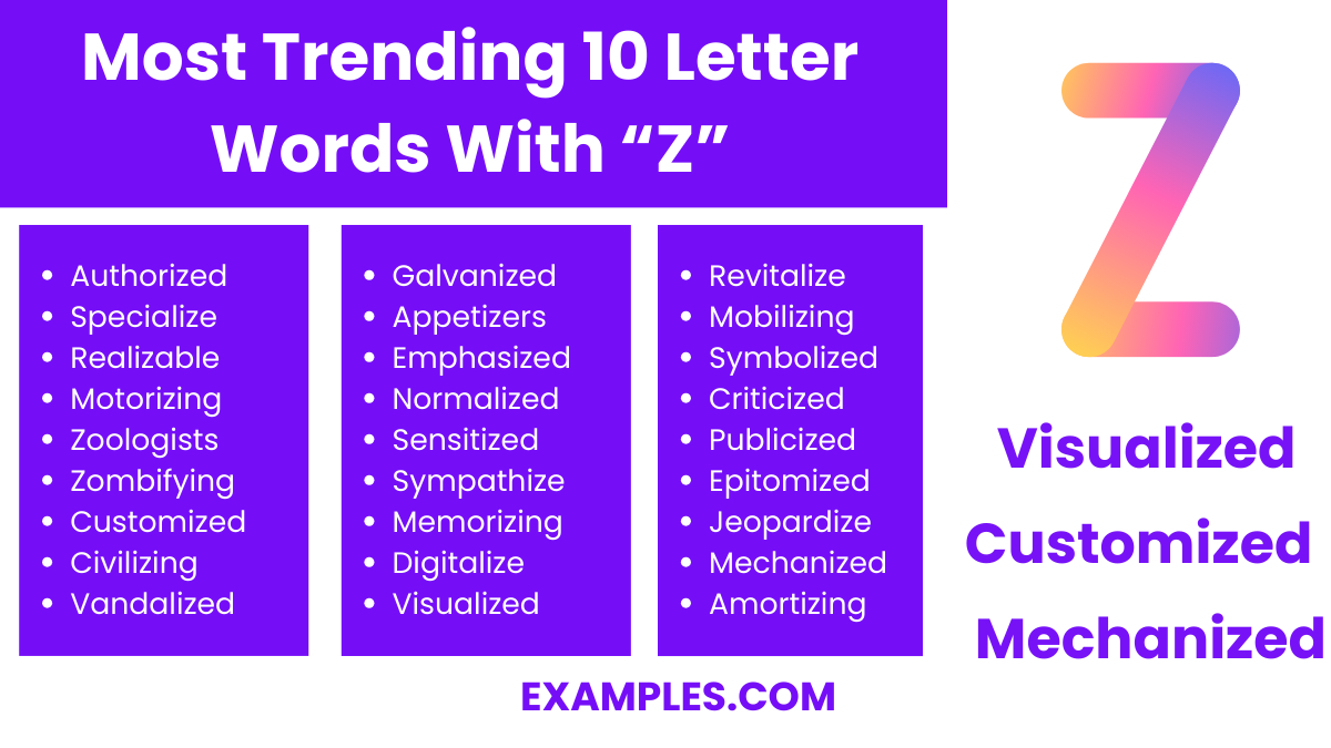 most trending 10 letter words with z