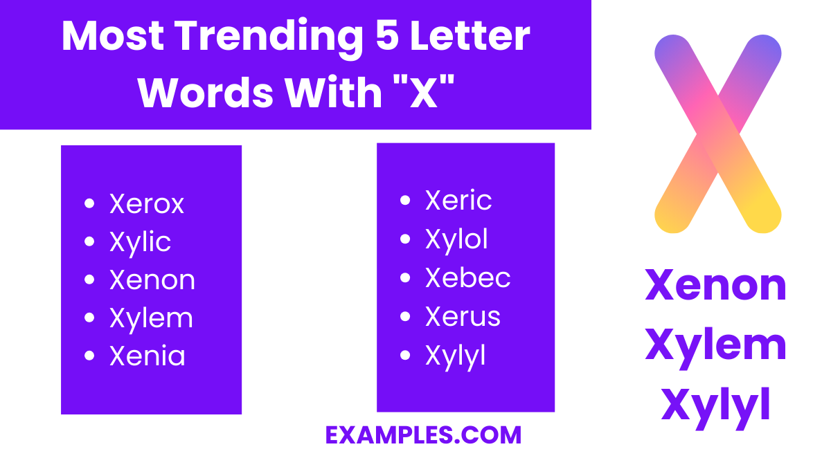 most trending 5 letter words with x