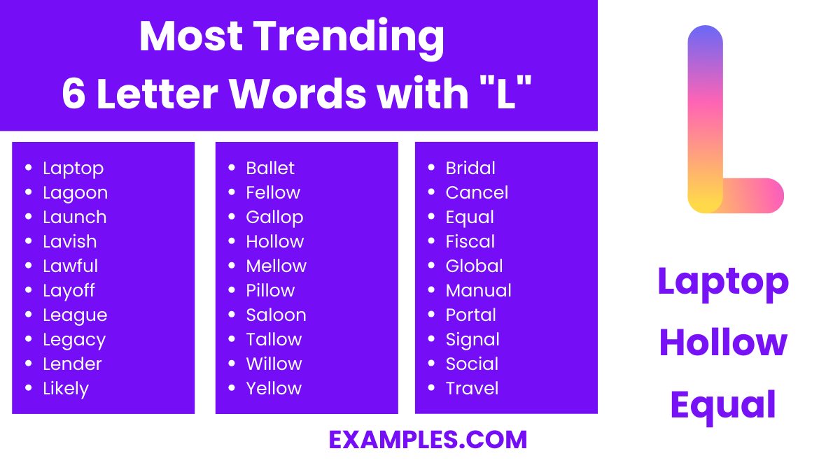 most trending 6 letter words with l