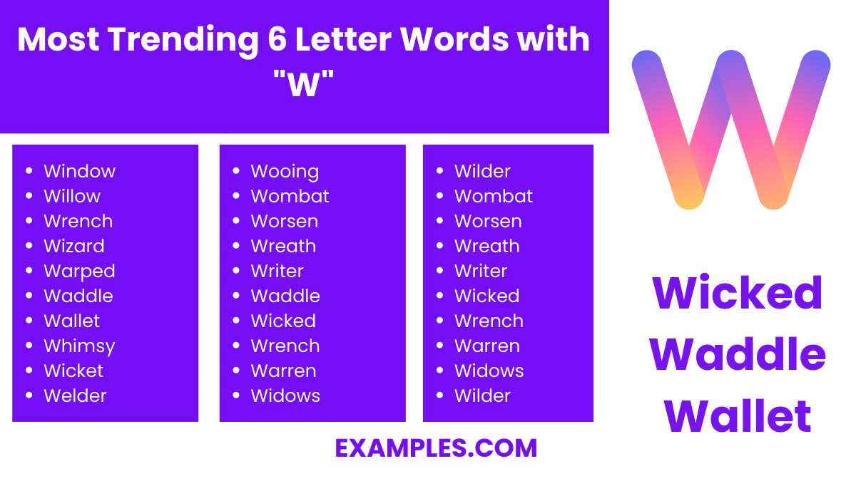 most trending 6 letter words with w