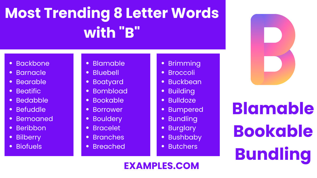 most trending 8 letter words with b 1