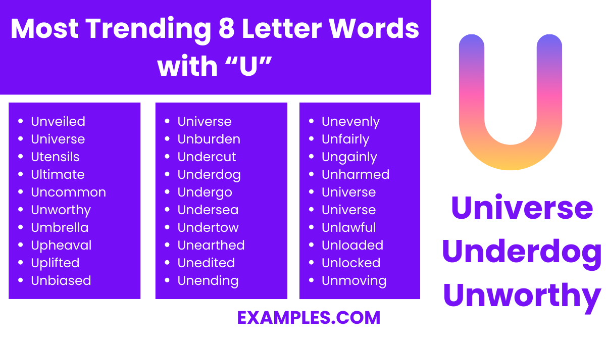 most trending 8 letter words with u
