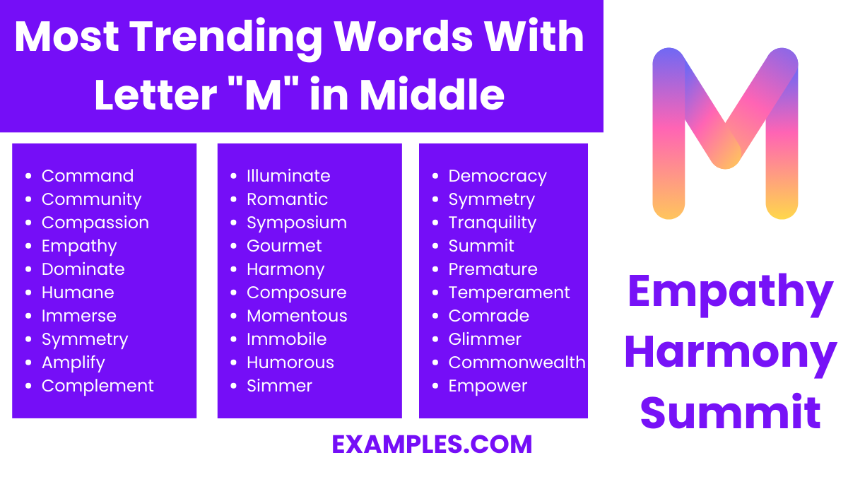 most trending words with letter m in middle