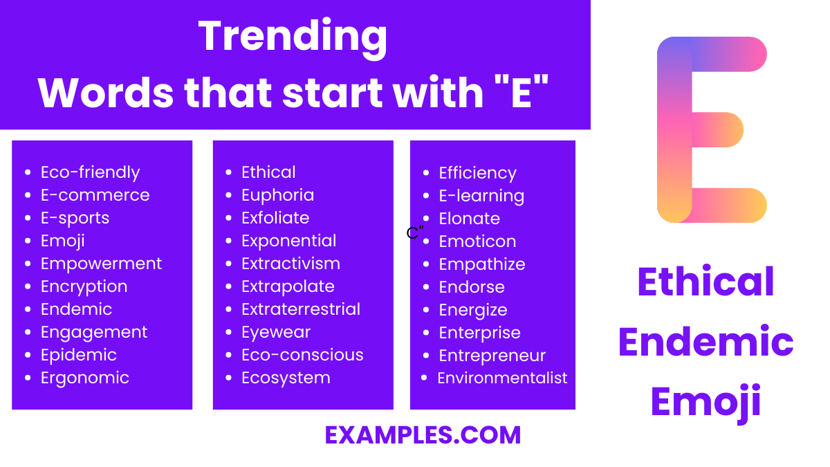 most trending words that start with e