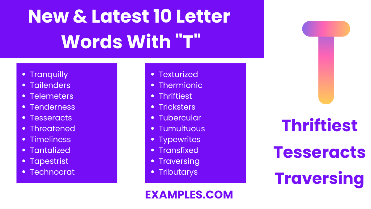 new latest 10 letter words with t