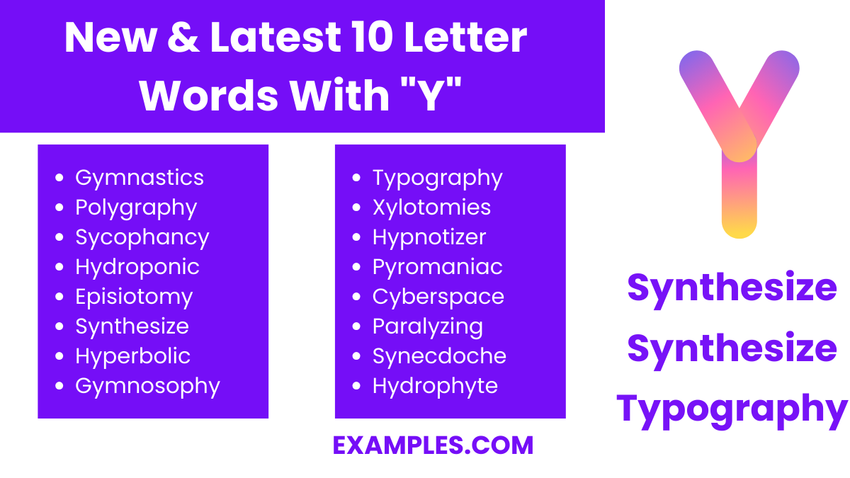 new latest 10 letter words with y