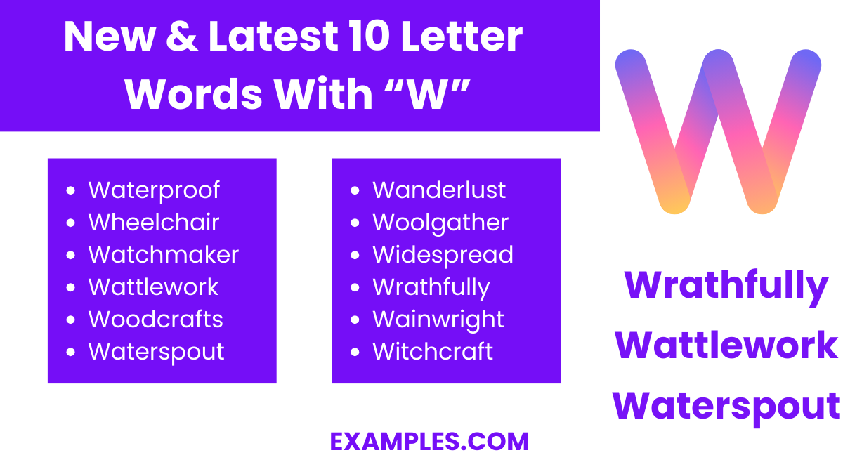 new latest 10 letters words with w