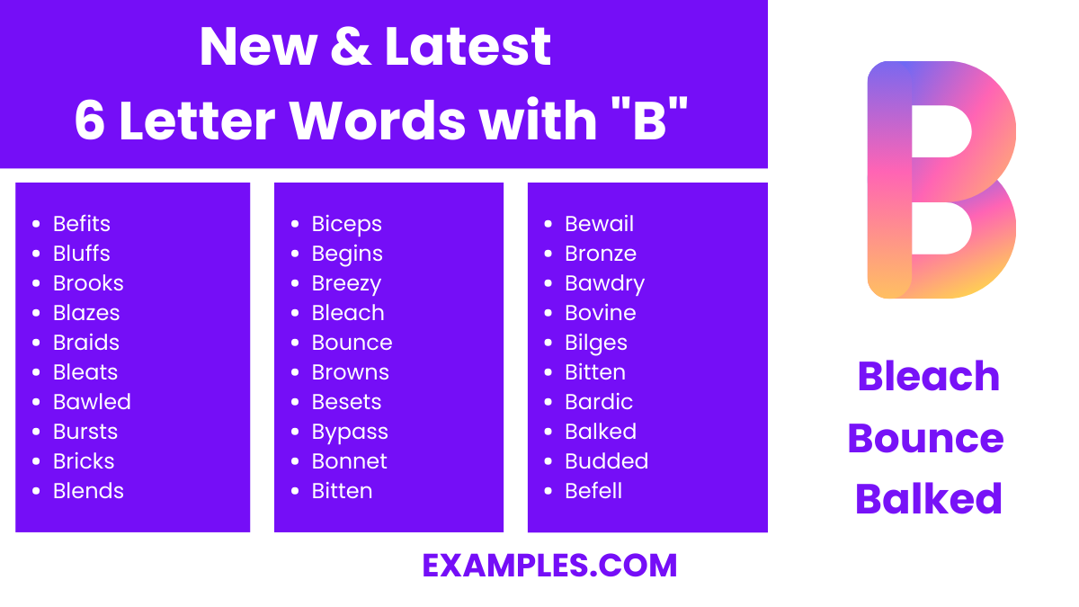 new latest 6 letter words with b