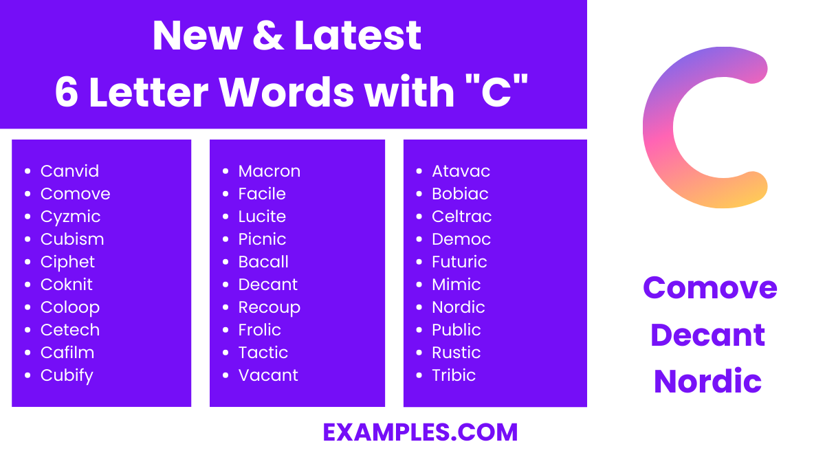 new latest 6 letter words with c