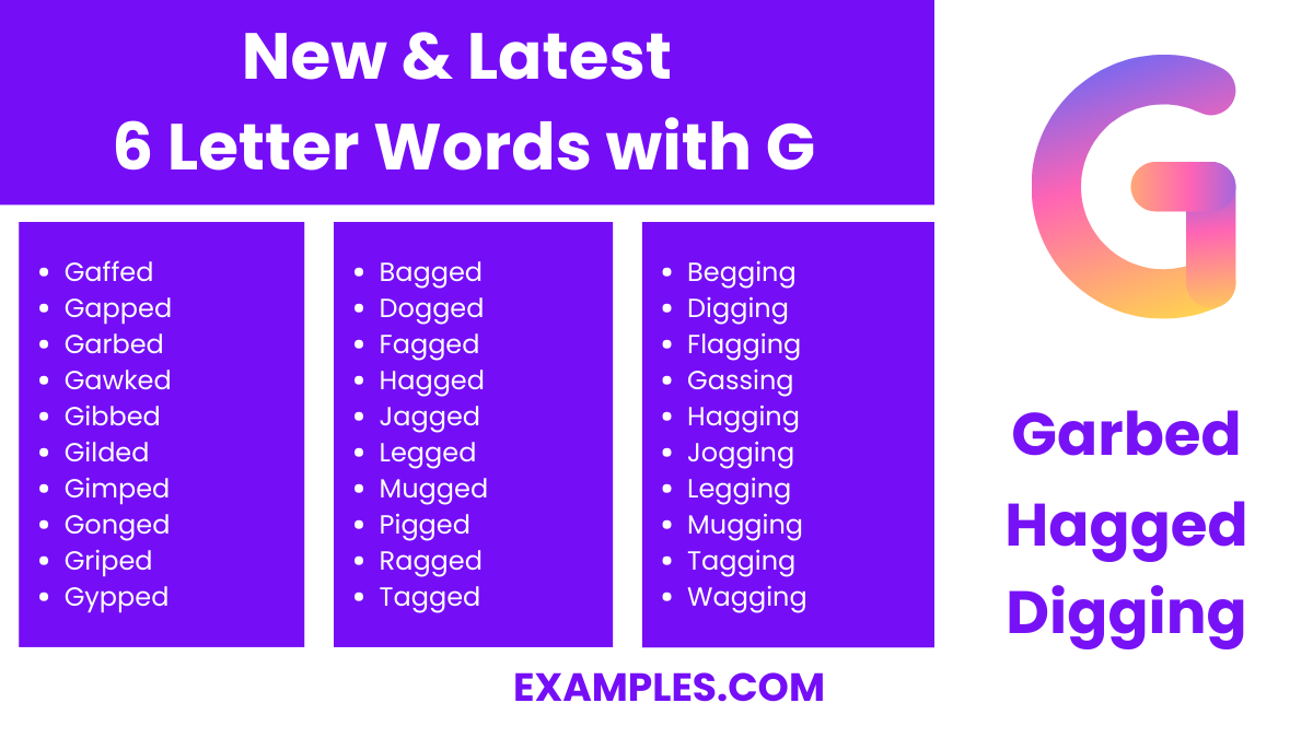 new latest 6 letter words with g