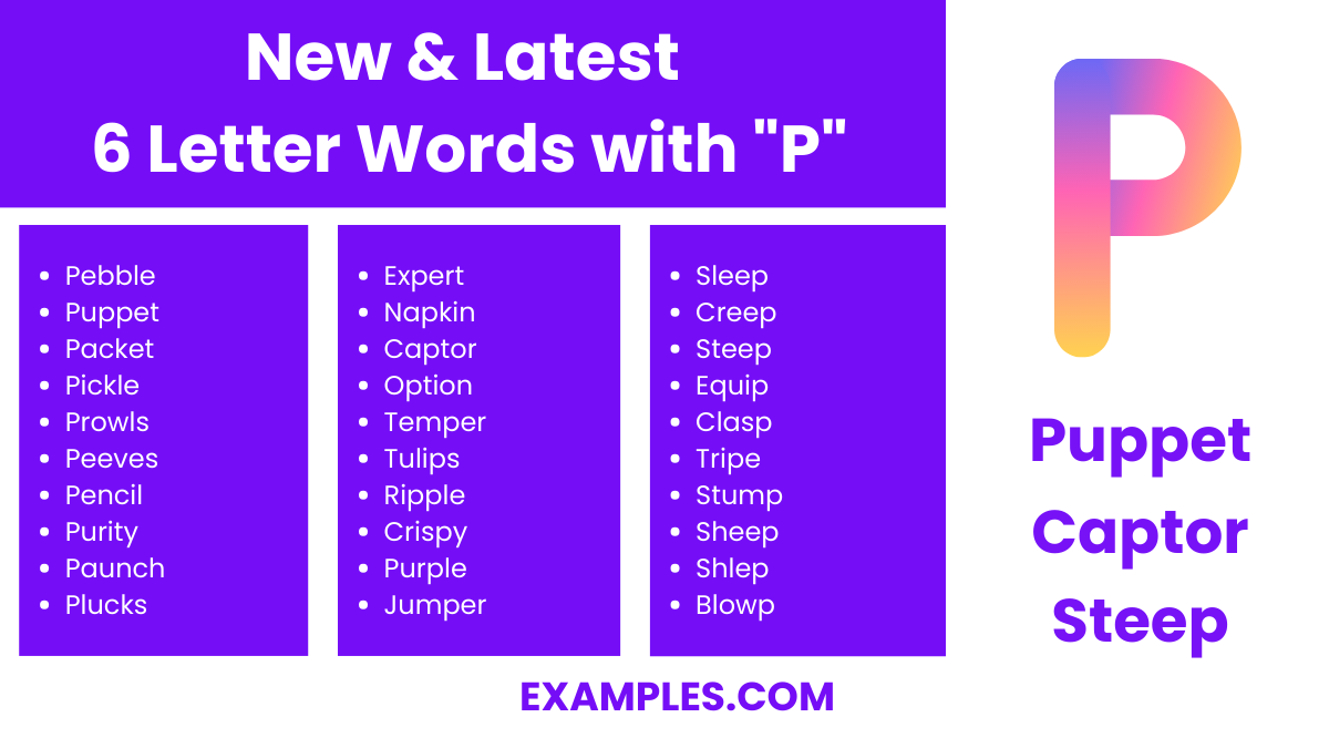 new latest 6 letter words with p