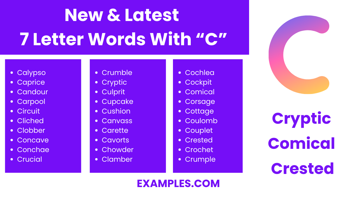new latest 7 letter words with c