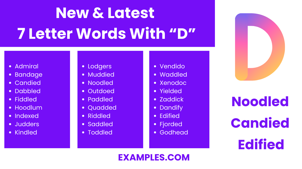 new latest 7 letter words with d