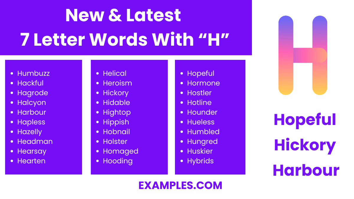 new latest 7 letter words with h