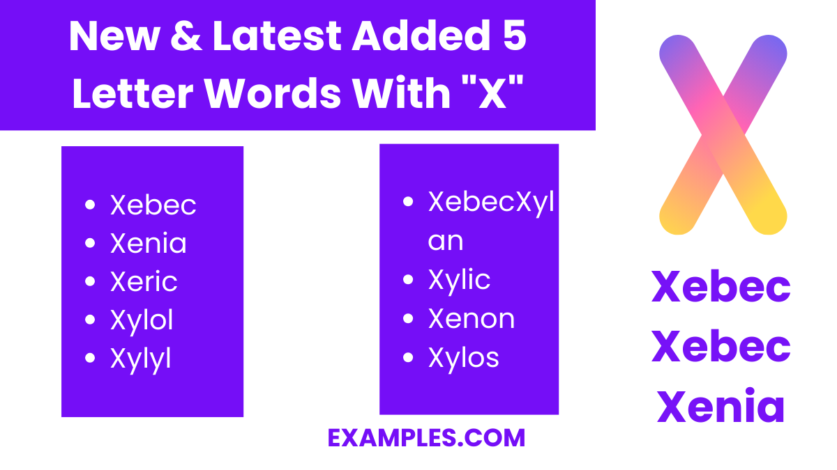 new latest added 5 letter words with x